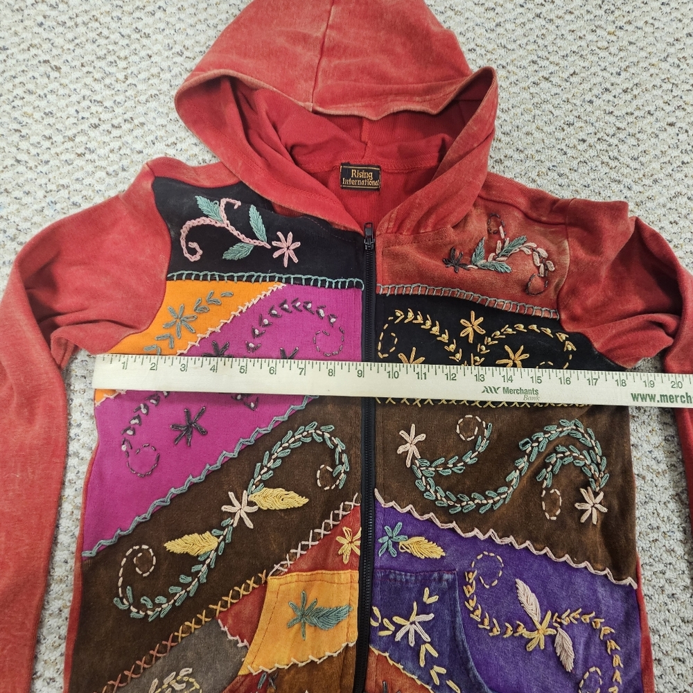 Rising International Hoodie Women's Size S Patchwork Boho Hippie - Picture 8 of 9